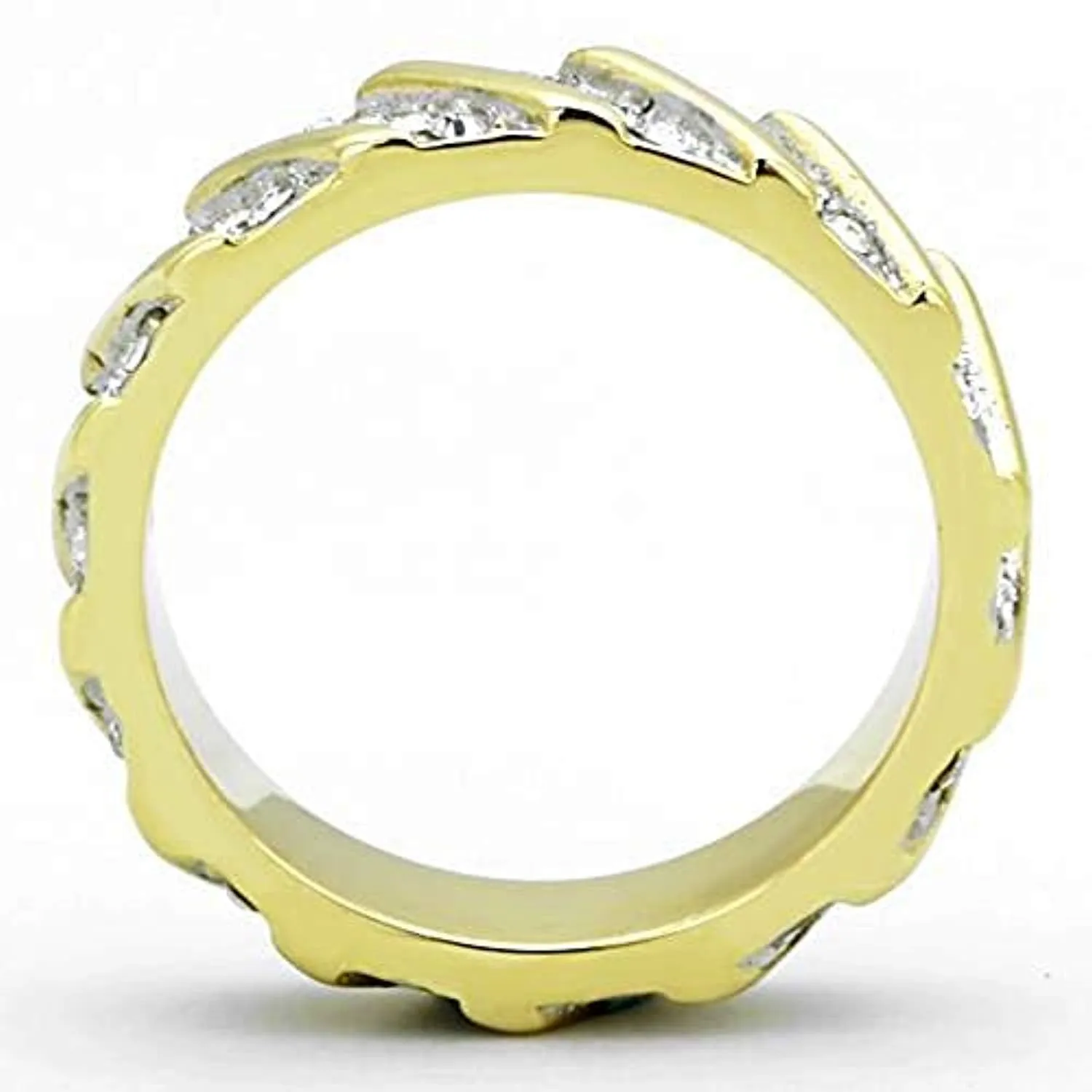 WildKlass Stainless Steel Ring Two-Tone IP Gold Women Top Grade Crystal Clear