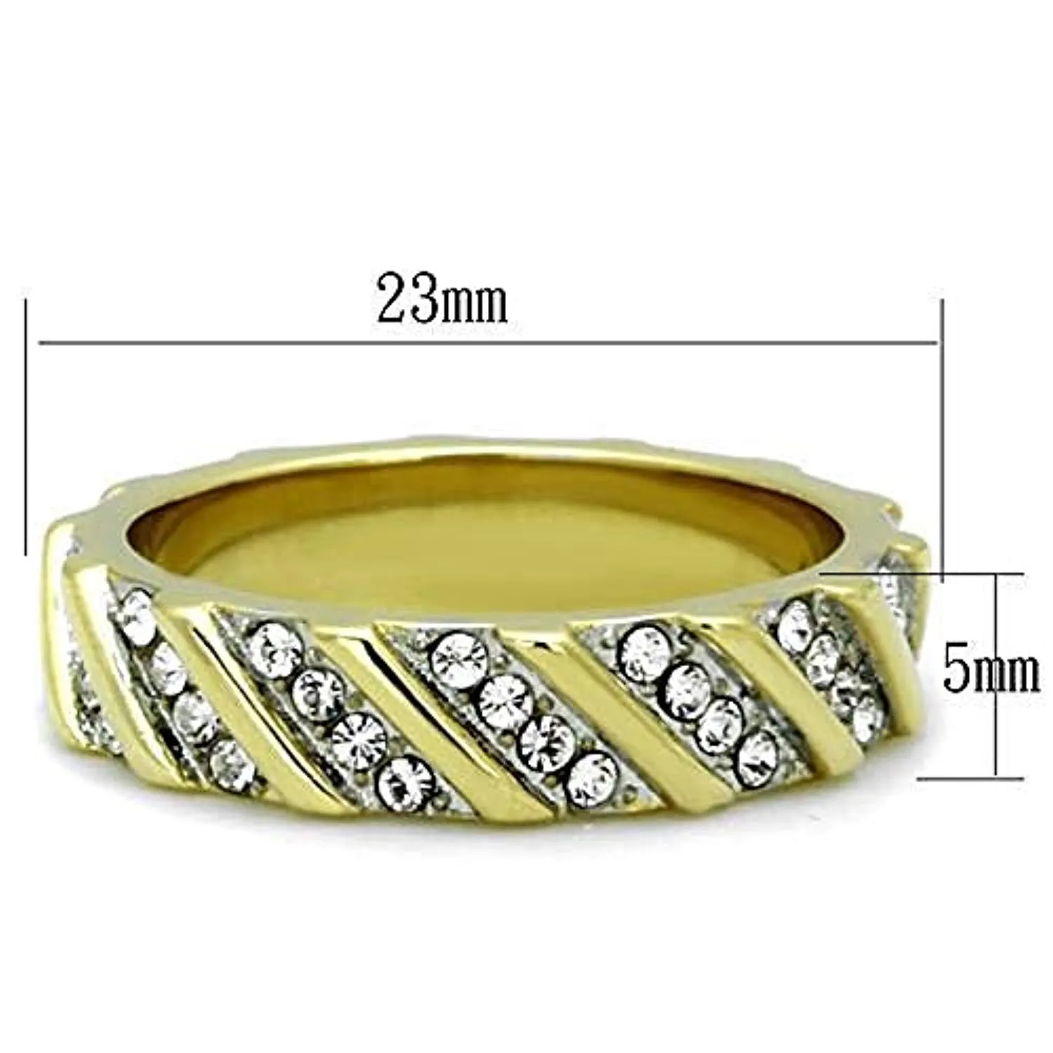 WildKlass Stainless Steel Ring Two-Tone IP Gold Women Top Grade Crystal Clear