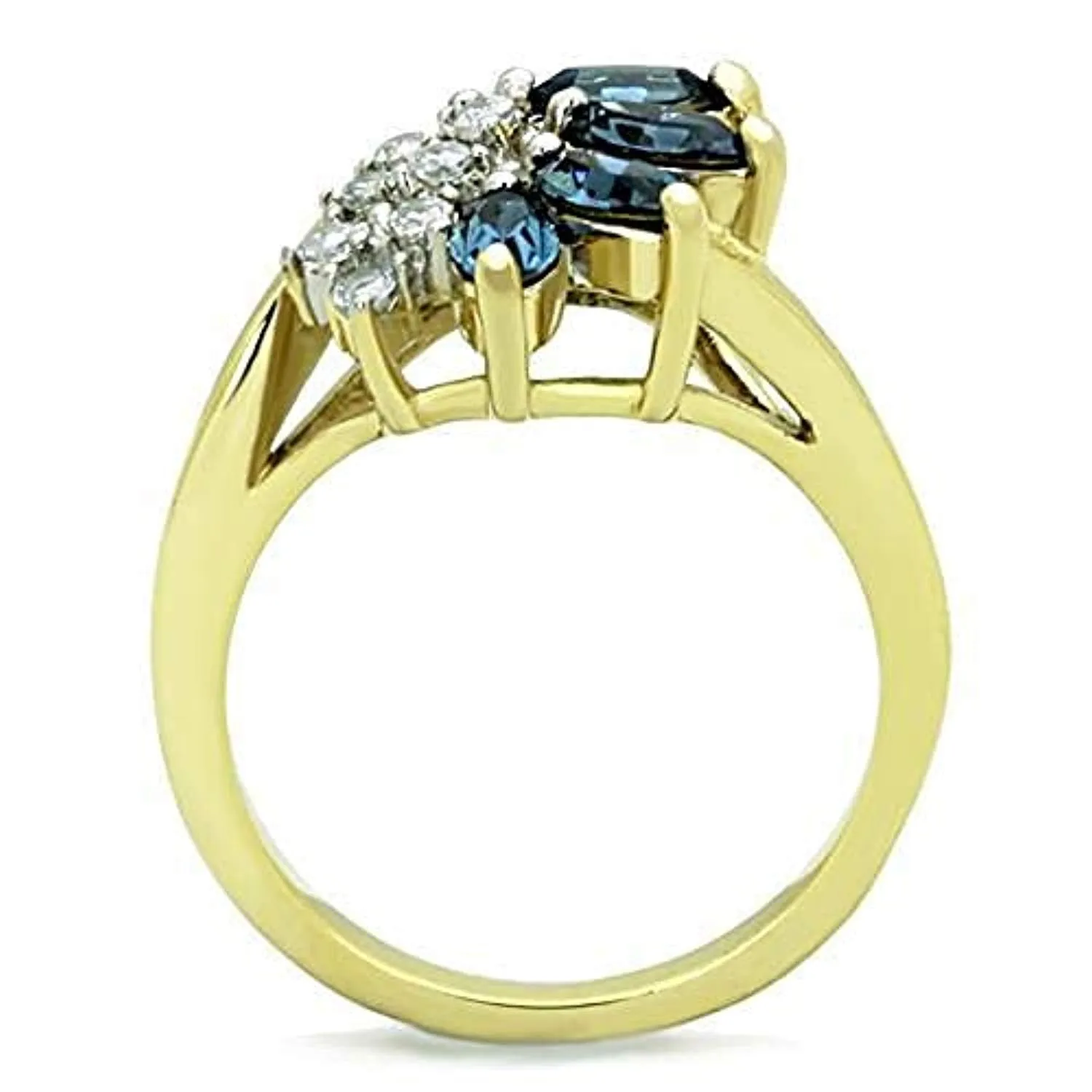 WildKlass Stainless Steel Ring Two-Tone IP Gold Women Top Grade Crystal Montana