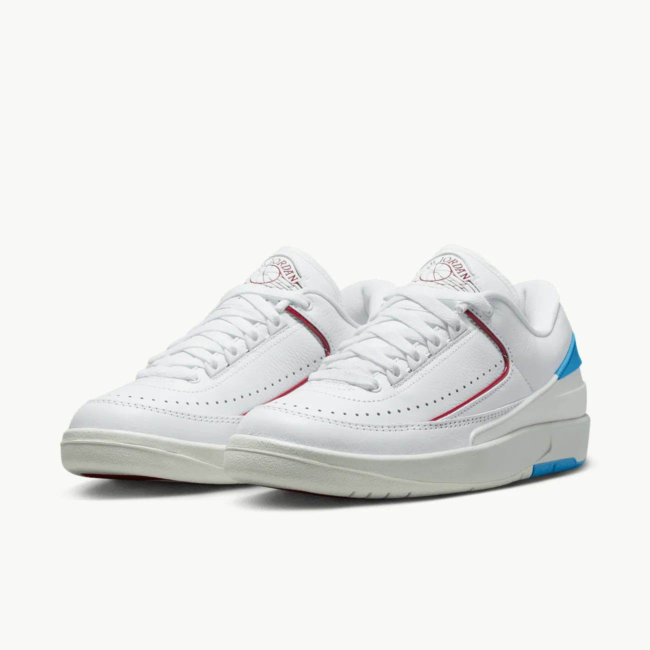 WOMENS AIR JORDAN 2 RETRO LOW WHITE GYM RED DARK POWDER BLUE SAIL