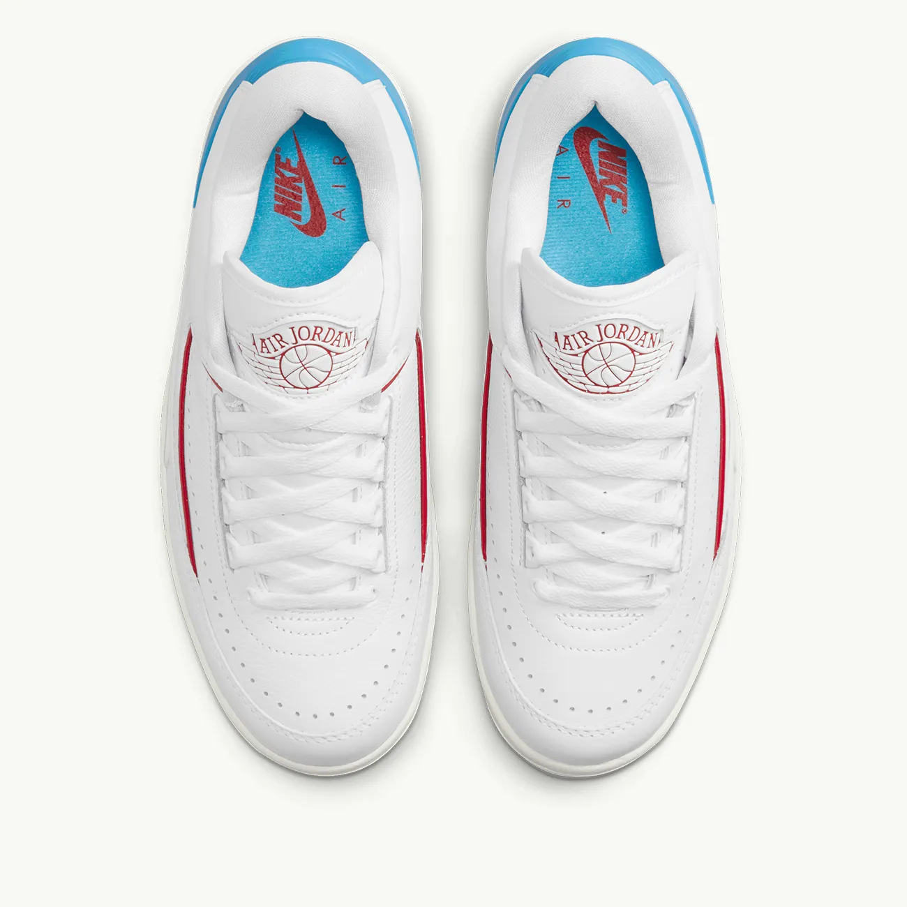 WOMENS AIR JORDAN 2 RETRO LOW WHITE GYM RED DARK POWDER BLUE SAIL