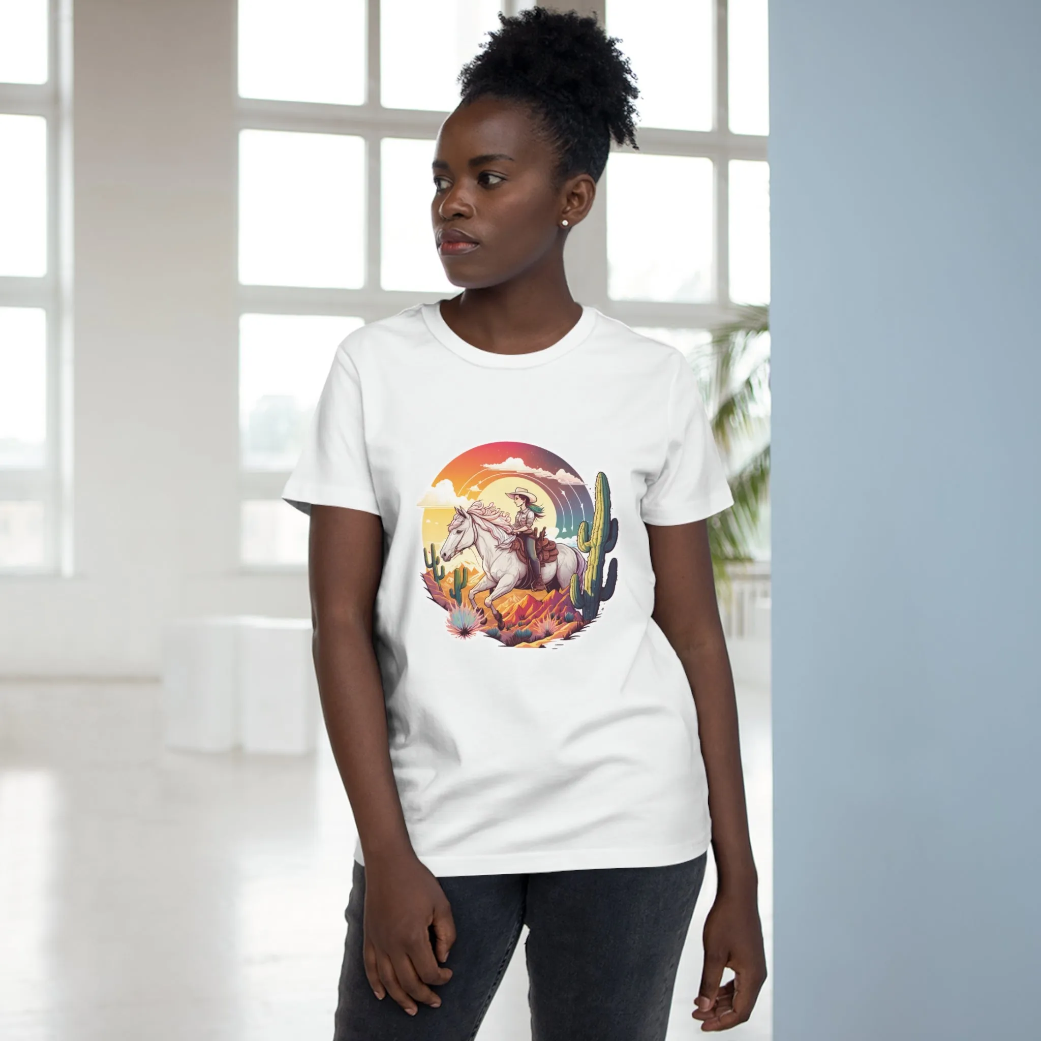 Women’s Sunset Cowgirl crew neck t-shirt