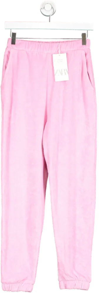 ZARA Pink Terry Towelling Joggers UK S